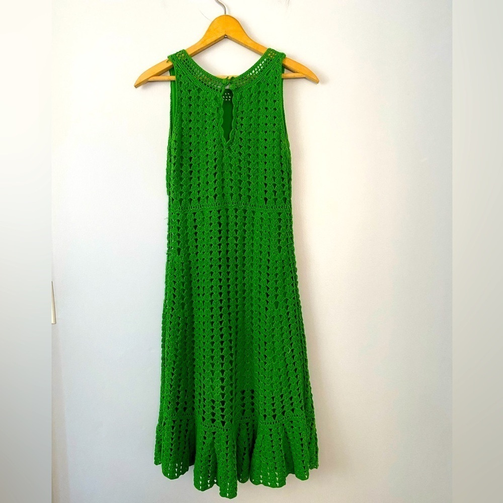 Unbranded Green Crochet Sleeveless Dress Size XS Midi Dress Cottagecore Boho
